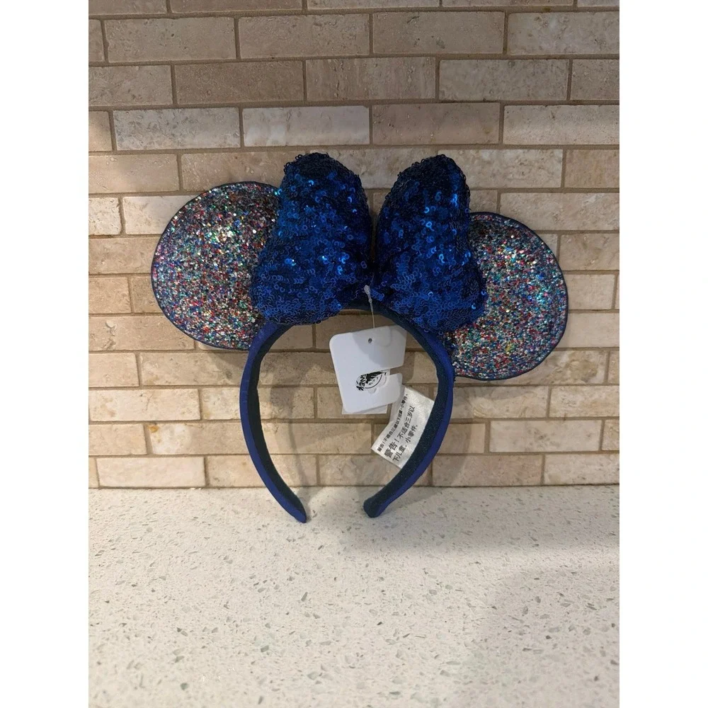 Disney Mickey Minnie Ears Headband Blue‎ Sequin Sparkle Bow 2020 NWT